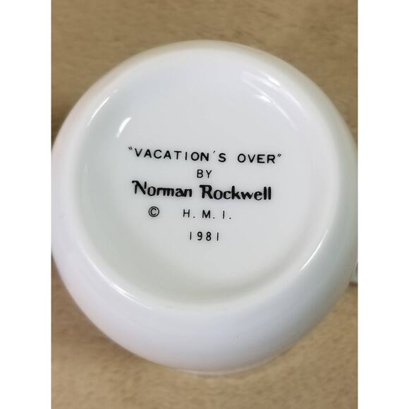 Norman Rockwell Coffee Mug Tea Cup 1981 Gold Trim 4 1/4" Drinkware 10oz x2 - Picture 11 of 12